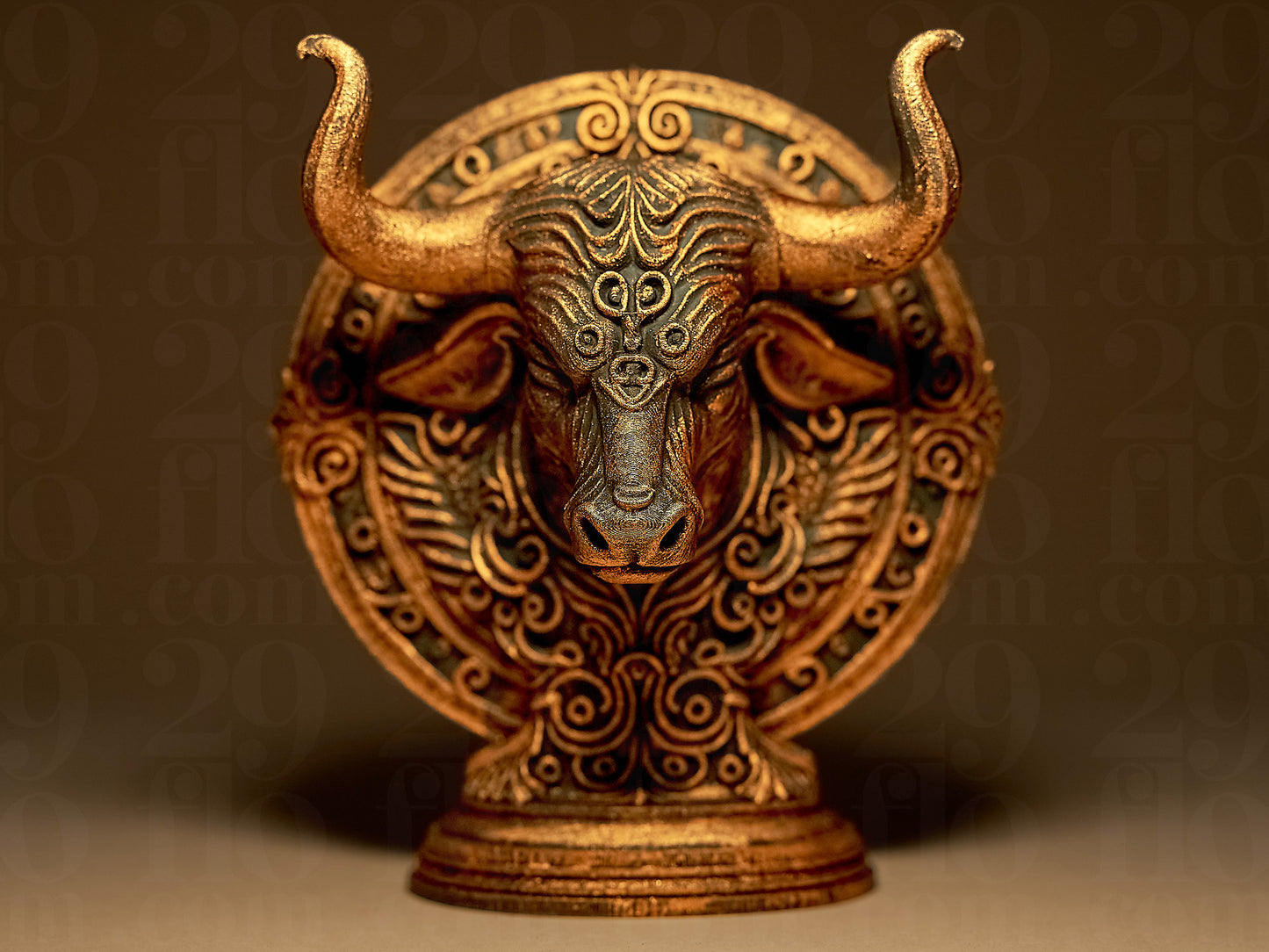 Byk Zodiak Znak Zdobiony, Ręcznie Malowany, Rzeźba, Statuetka, Figurka Dekoracyjna na Prezent