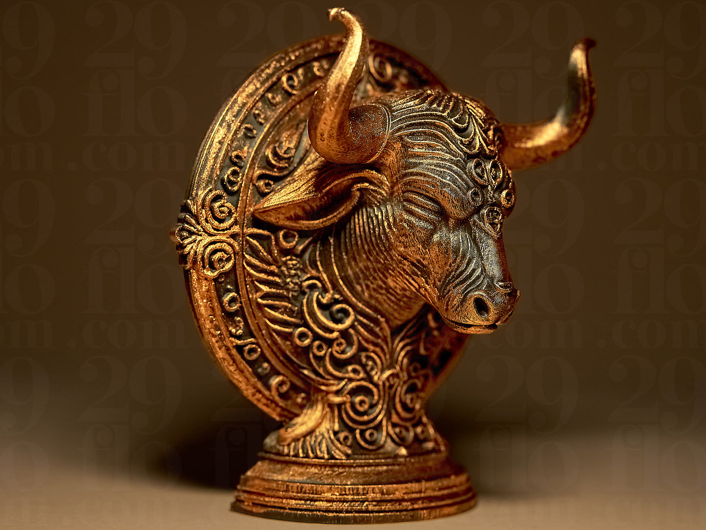 Byk Zodiak Znak Zdobiony, Ręcznie Malowany, Rzeźba, Statuetka, Figurka Dekoracyjna na Prezent