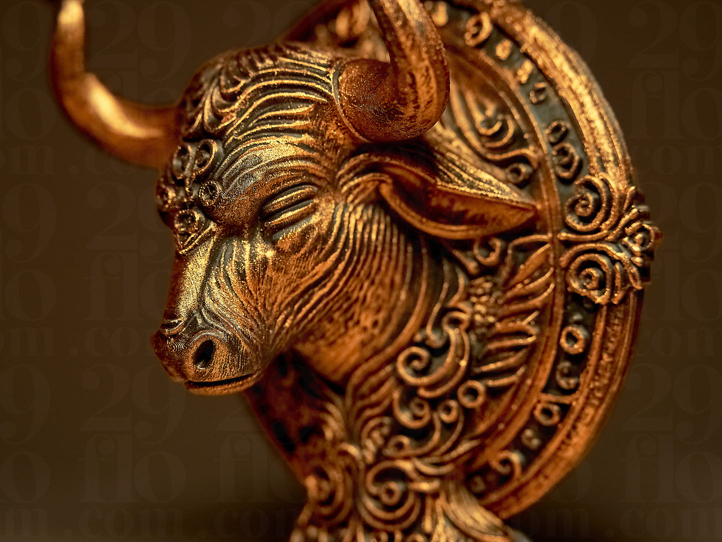 Byk Zodiak Znak Zdobiony, Ręcznie Malowany, Rzeźba, Statuetka, Figurka Dekoracyjna na Prezent