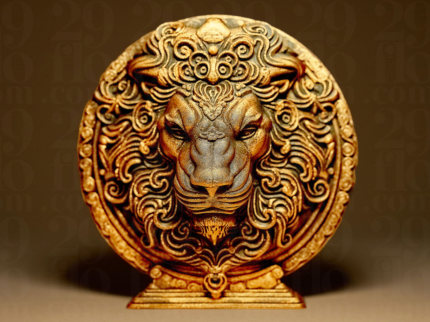 Lew Zodiak Znak Zdobiony, Ręcznie Malowany, Rzeźba, Statuetka, Figurka Dekoracyjna na Prezent