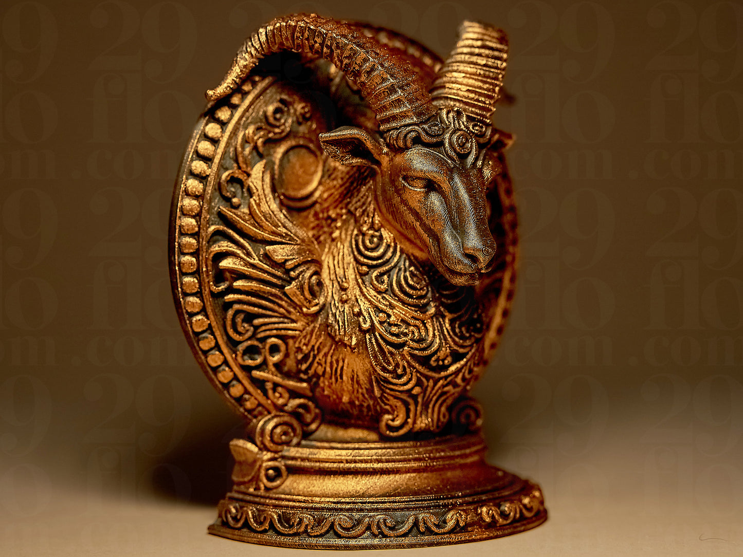 Koziorożec Zodiak Znak Zdobiony, Ręcznie Malowany, Rzeźba, Statuetka, Figurka Dekoracyjna na Prezent