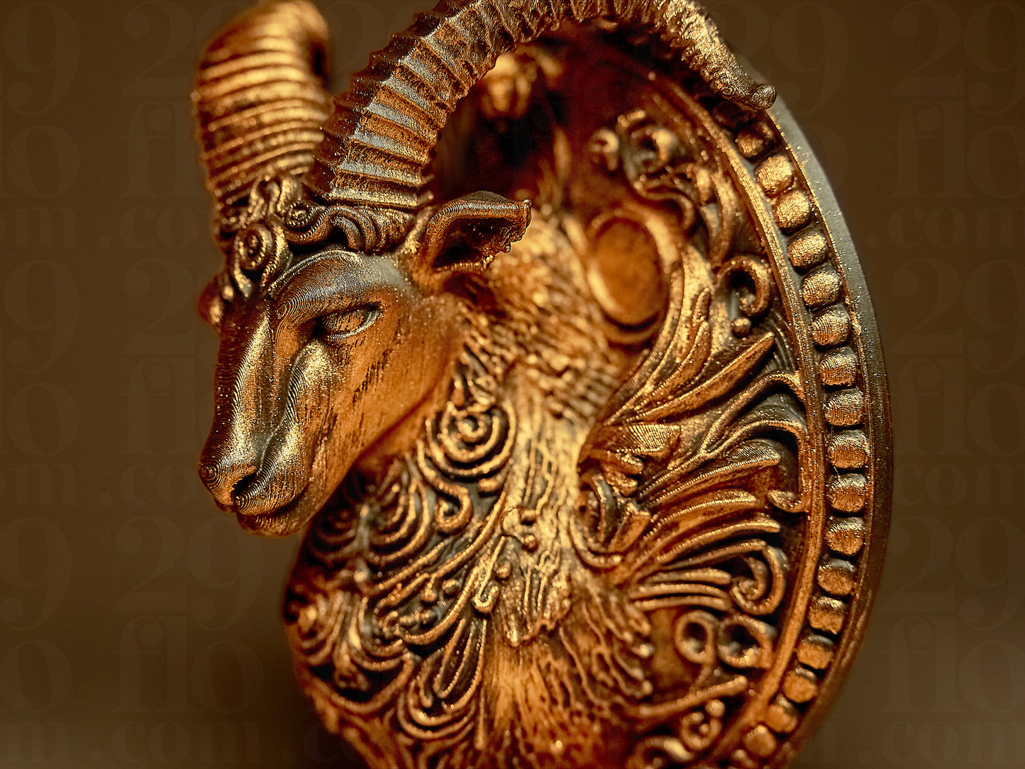 Koziorożec Zodiak Znak Zdobiony, Ręcznie Malowany, Rzeźba, Statuetka, Figurka Dekoracyjna na Prezent