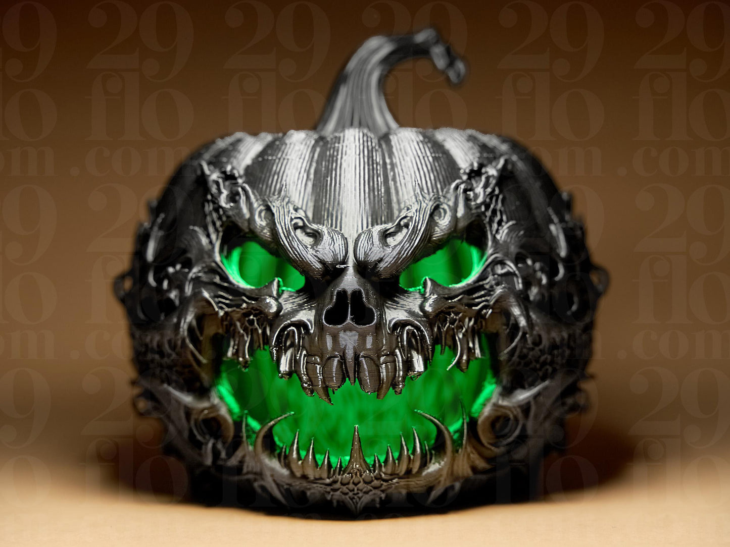 Jack-o-Lantern Scary Pumpkin 3D Printed Figurine Halloween Decoration (lights not included)