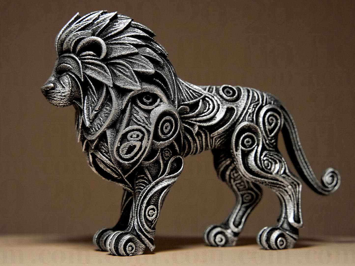 Ornamental LION 3D Printed Sculpture, Statue, Figure, Figurine Home Decoration (hand painted)