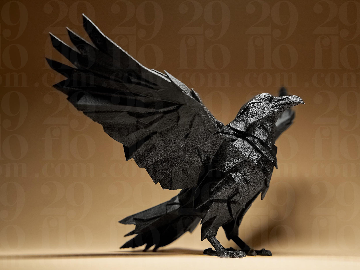 Raven Geometric 3D Printed Statue Figure, Figurine Gift Home Decoration Bird Crow