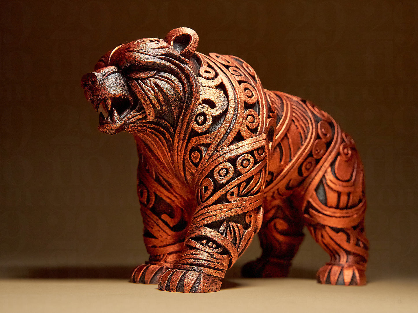 Niedźwiedź Zdobiony, Ręcznie Malowany, Rzeźba, Statuetka, Figurka Dekoracyjna