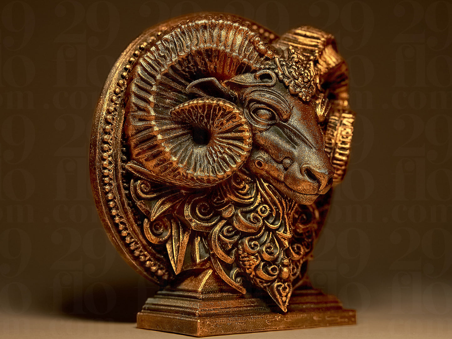 Baran Zodiak Znak Zdobiony, Ręcznie Malowany, Rzeźba, Statuetka, Figurka Dekoracyjna na Prezent