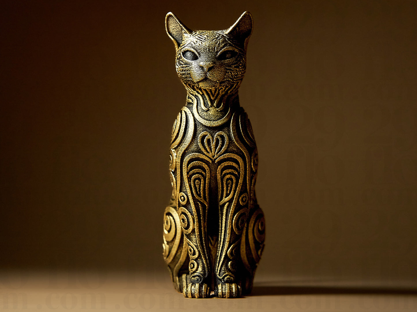 Kot Zdobiony, Ręcznie Malowany, Rzeźba, Statuetka, Figurka Dekoracyjna