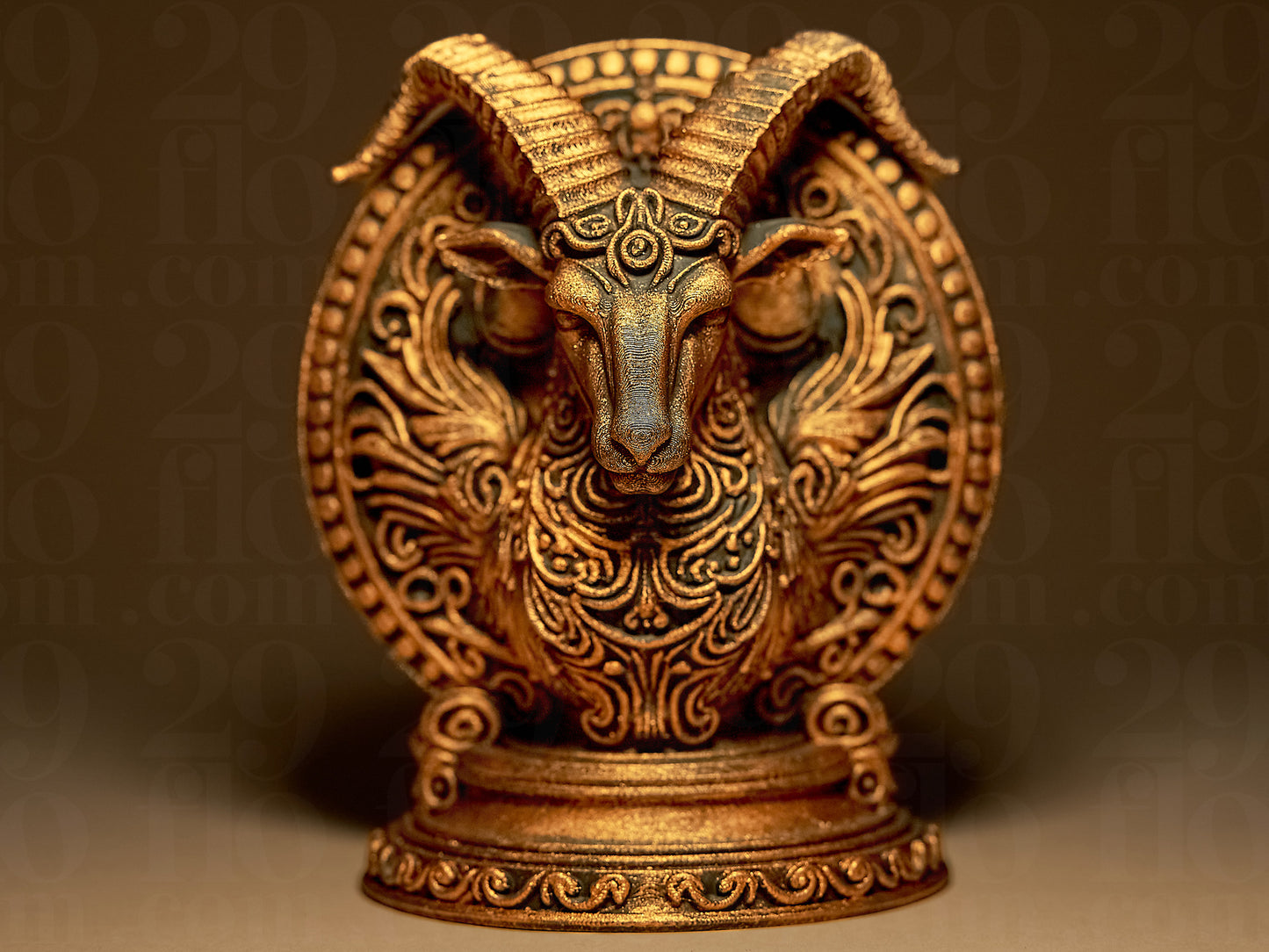 Koziorożec Zodiak Znak Zdobiony, Ręcznie Malowany, Rzeźba, Statuetka, Figurka Dekoracyjna na Prezent