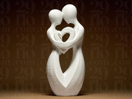Romantic Couple in Love Modern 3D Printed Geometric Figurine Statue Decoration Home Heart