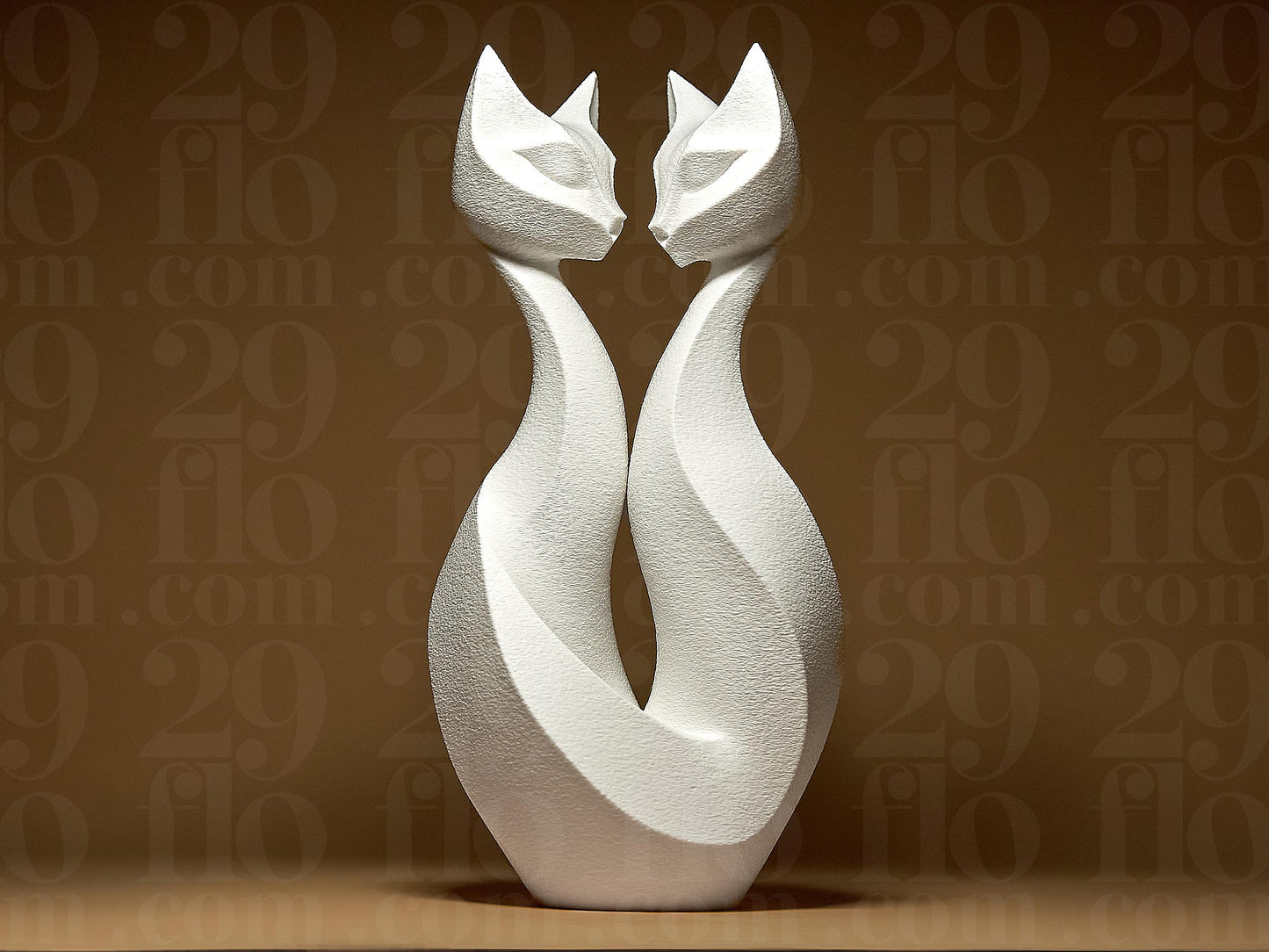 Cats Romantic Couple in Love Modern 3D Printed Geometric Figurine Statue Decoration Home Kitten