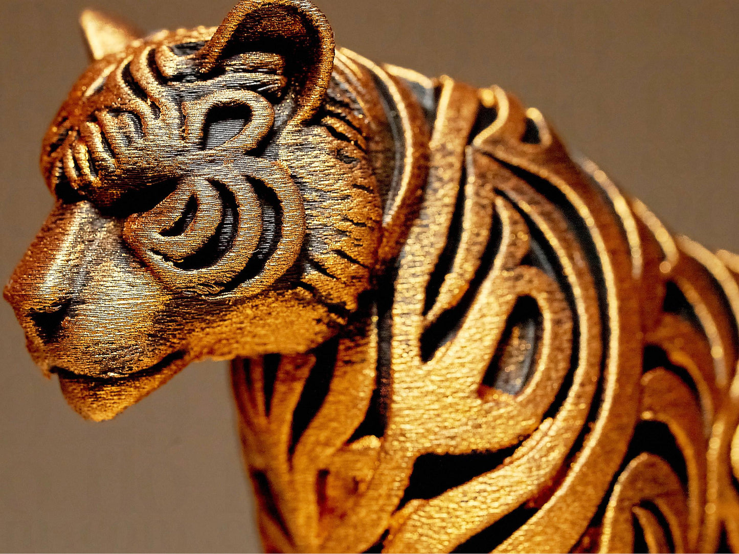 Ornamental TIGER 3D Printed Sculpture, Statue, Figure, Figurine Home Decoration (hand painted)