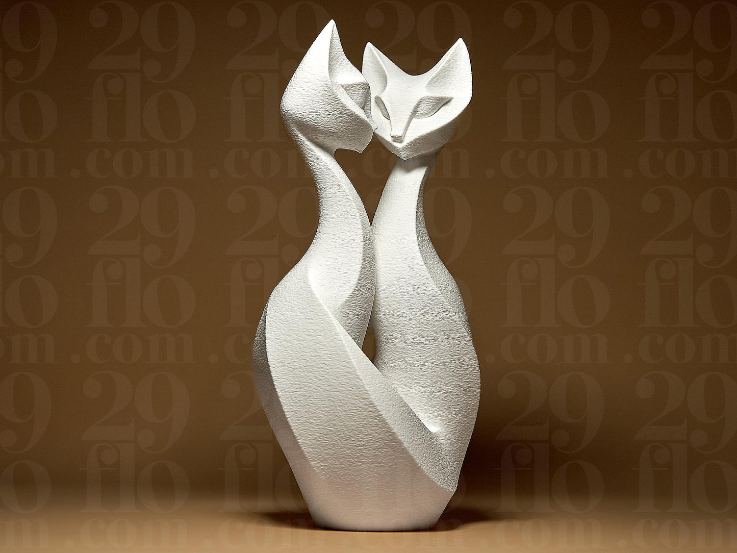 Cats Romantic Couple in Love Modern 3D Printed Geometric Figurine Statue Decoration Home Kitten