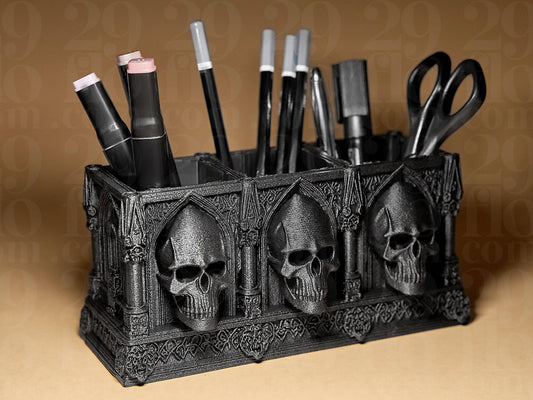 Gothic Container Organizer with Skulls 3D Printed Scary Figurine Halloween Decoration