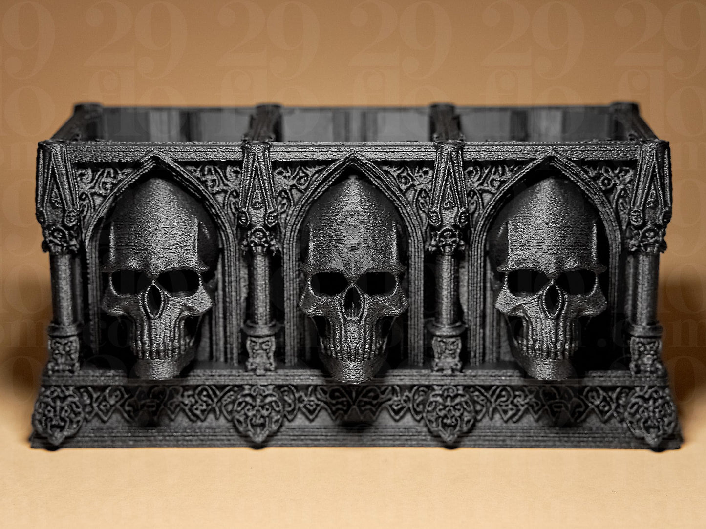 Gothic Container Organizer with Skulls 3D Printed Scary Figurine Halloween Decoration