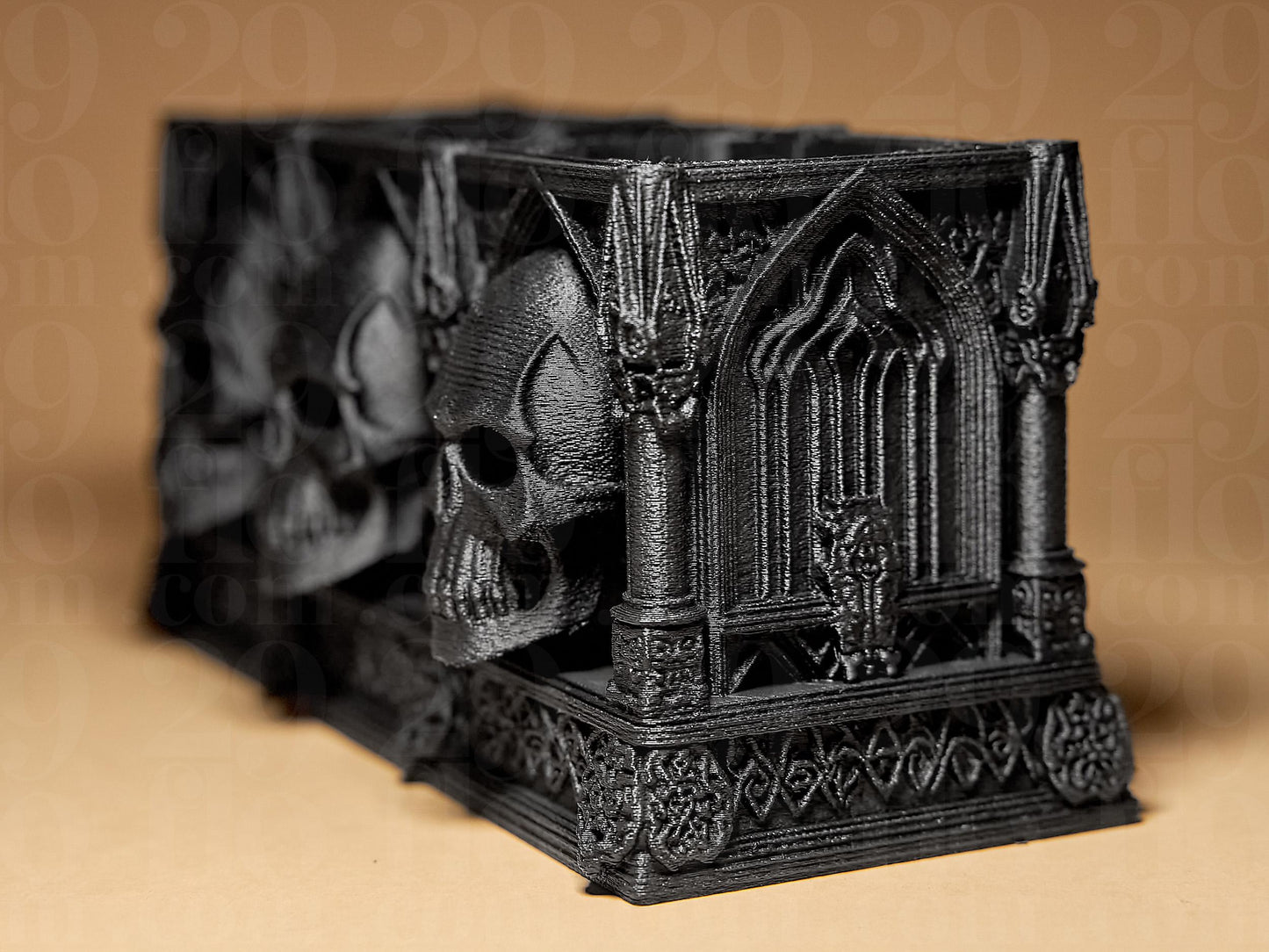 Gothic Container Organizer with Skulls 3D Printed Scary Figurine Halloween Decoration