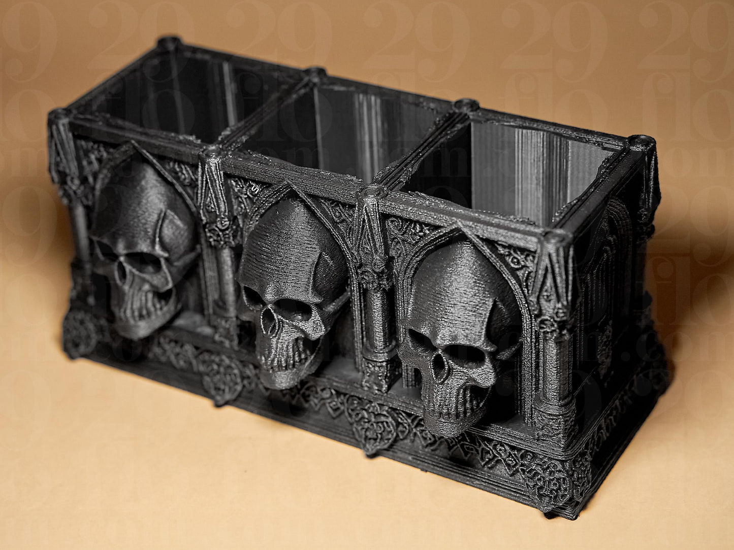 Gothic Container Organizer with Skulls 3D Printed Scary Figurine Halloween Decoration