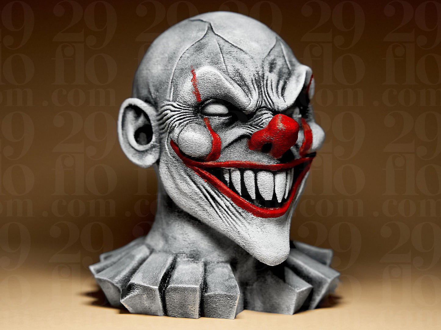 Scary Clown Sculpture 3D Printed Scary Figurine Halloween Decoration Hand Painted