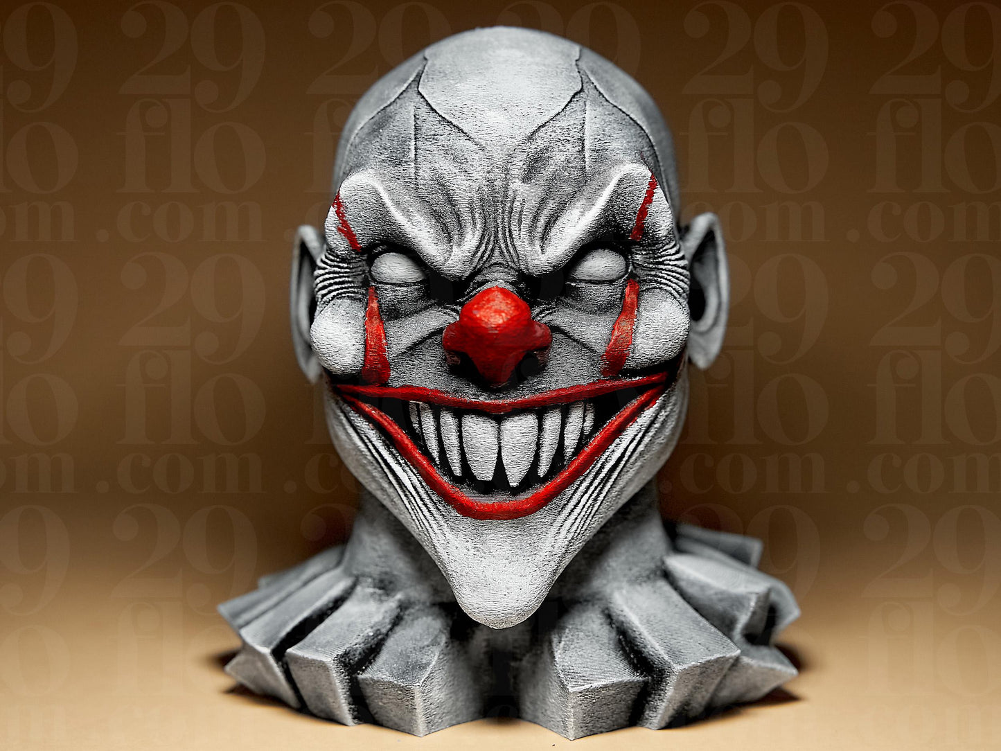 Scary Clown Sculpture 3D Printed Scary Figurine Halloween Decoration Hand Painted