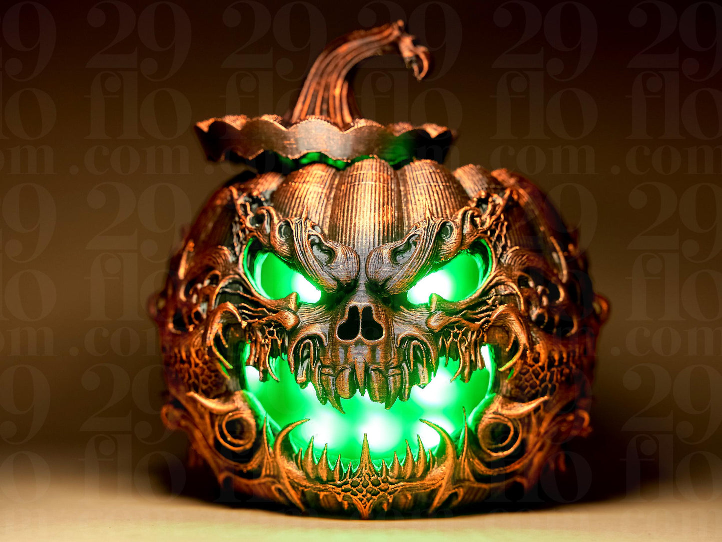 Jack-o-Lantern Scary Pumpkin 3D Printed Figurine Halloween Decoration (lights not included)