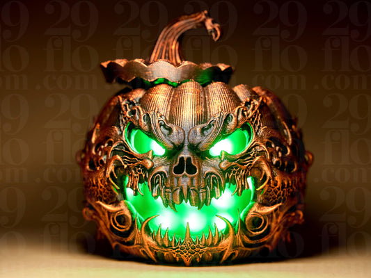 Jack-o-Lantern Scary Pumpkin 3D Printed Figurine Halloween Decoration (lights not included)