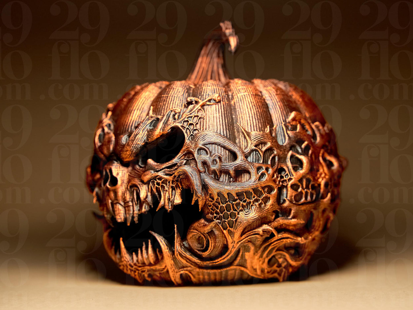Jack-o-Lantern Scary Pumpkin 3D Printed Figurine Halloween Decoration (lights not included)