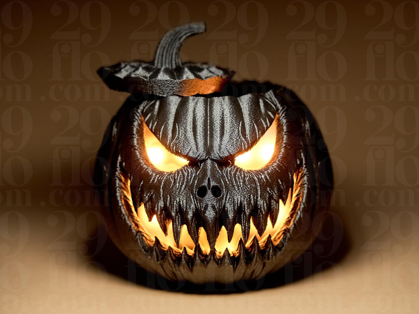 Jack-o-Lantern Scary Pumpkin 3D Printed Figurine Halloween Decoration (lights not included)