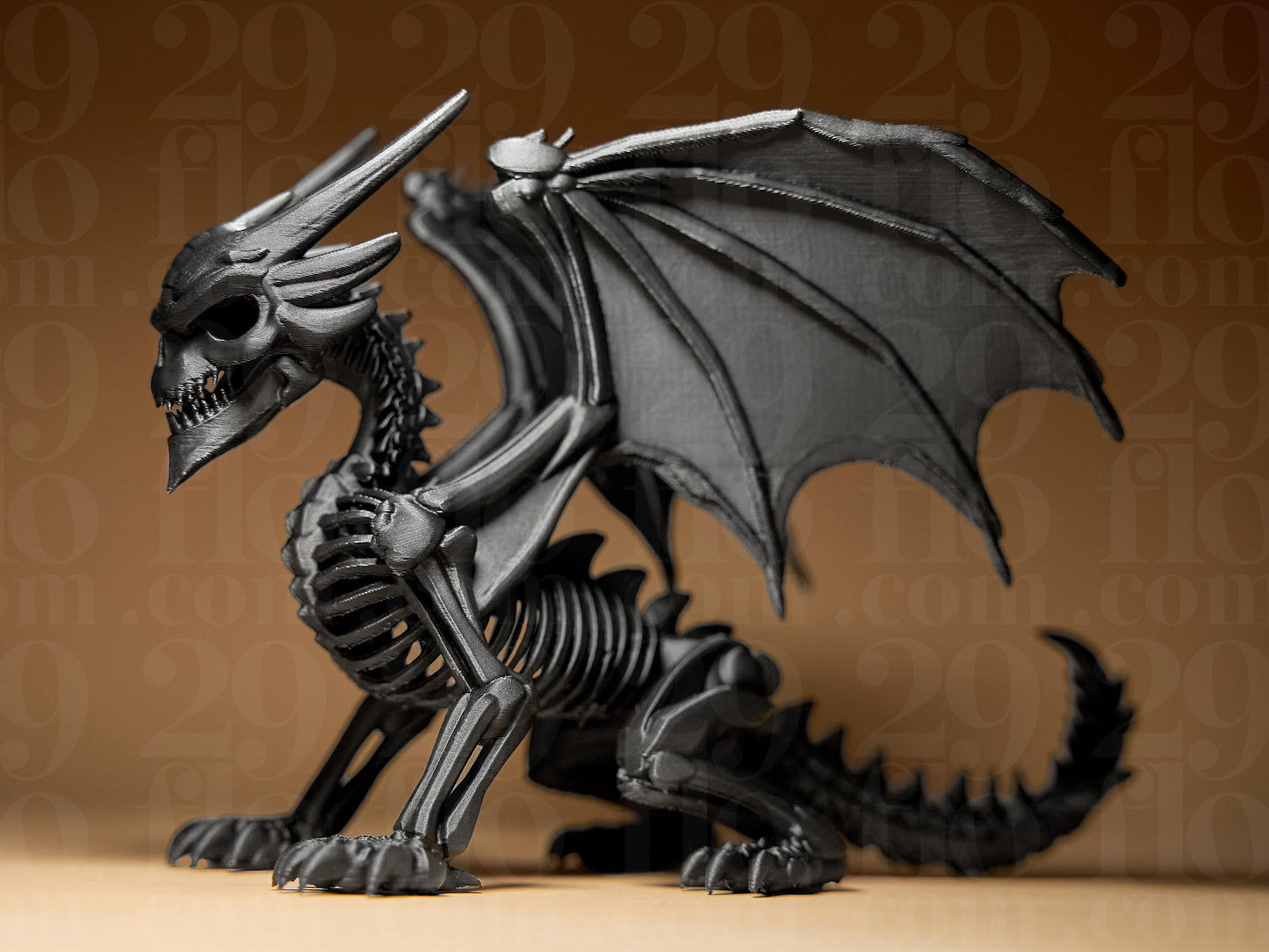 Skeleton Dragon 3D Printed Scary Figurine Halloween Decoration