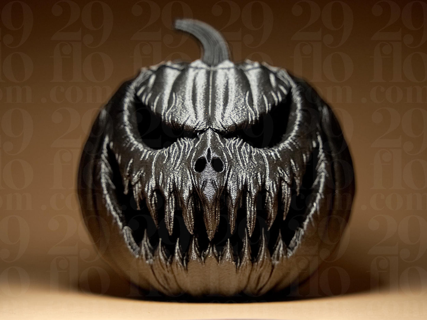 Jack-o-Lantern Scary Pumpkin 3D Printed Figurine Halloween Decoration (lights not included)
