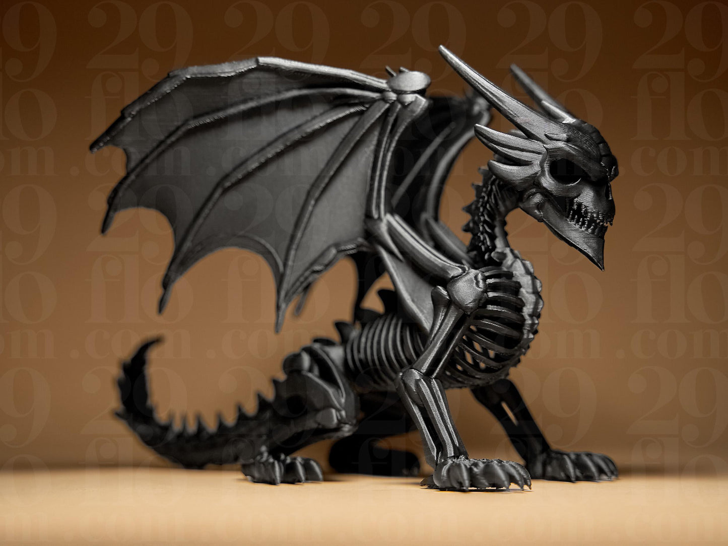 Skeleton Dragon 3D Printed Scary Figurine Halloween Decoration