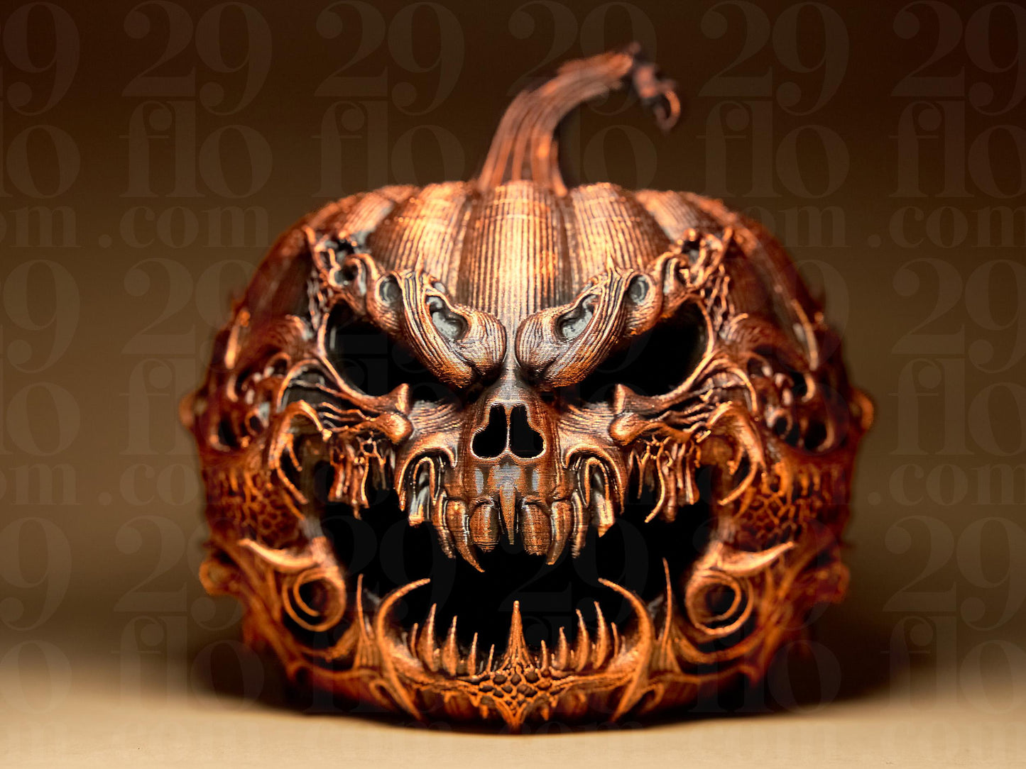 Jack-o-Lantern Scary Pumpkin 3D Printed Figurine Halloween Decoration (lights not included)