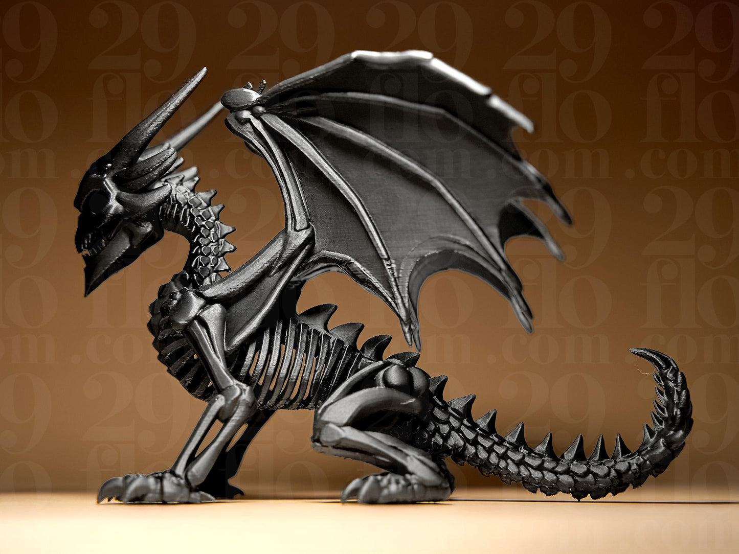 Skeleton Dragon 3D Printed Scary Figurine Halloween Decoration