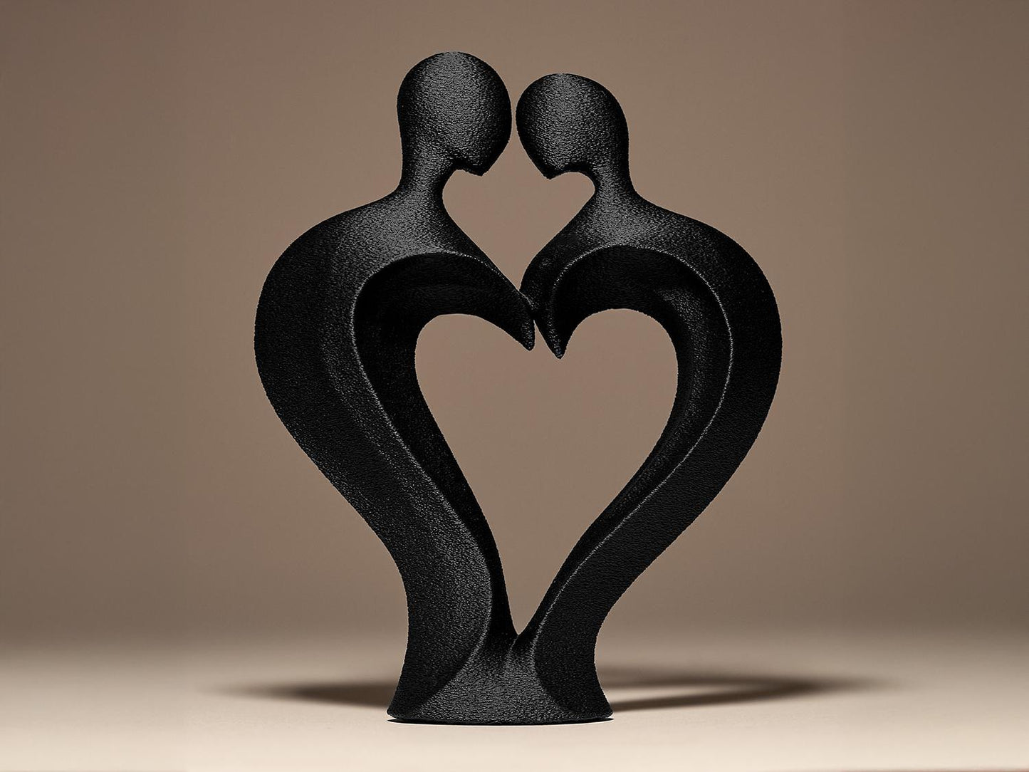 Couple in Heart 3D Printed Sculpture: Romantic Home Decor
