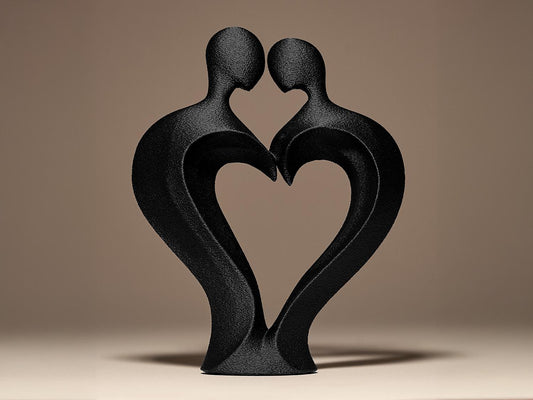Couple in Heart 3D Printed Sculpture: Romantic Home Decor