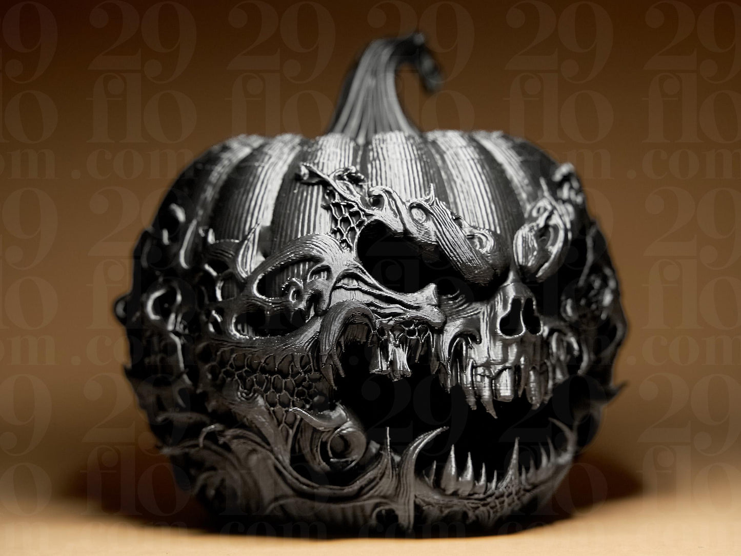 Jack-o-Lantern Scary Pumpkin 3D Printed Figurine Halloween Decoration (lights not included)