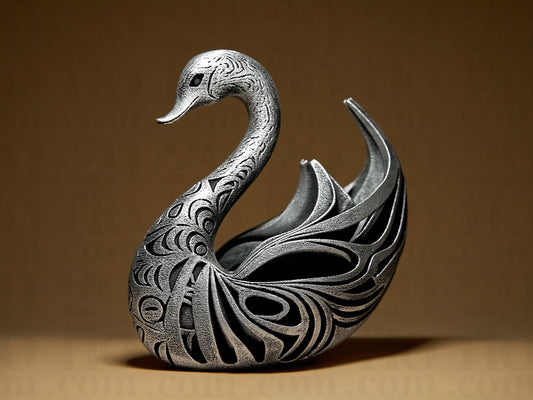 Ornamental SWAN 3D Printed Sculpture, Statue, Figure, Figurine Home Decoration (hand painted)