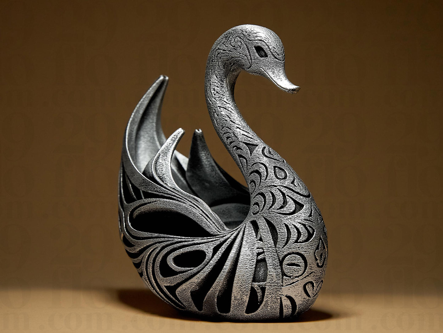 Ornamental SWAN 3D Printed Sculpture, Statue, Figure, Figurine Home Decoration (hand painted)