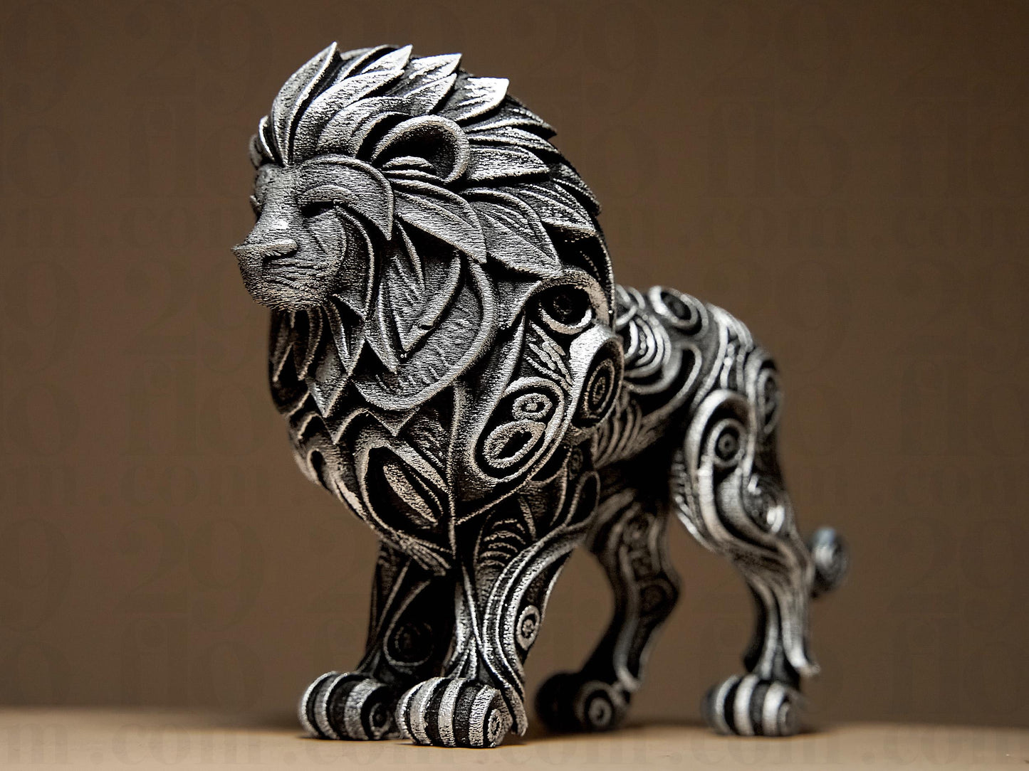Ornamental LION 3D Printed Sculpture, Statue, Figure, Figurine Home Decoration (hand painted)
