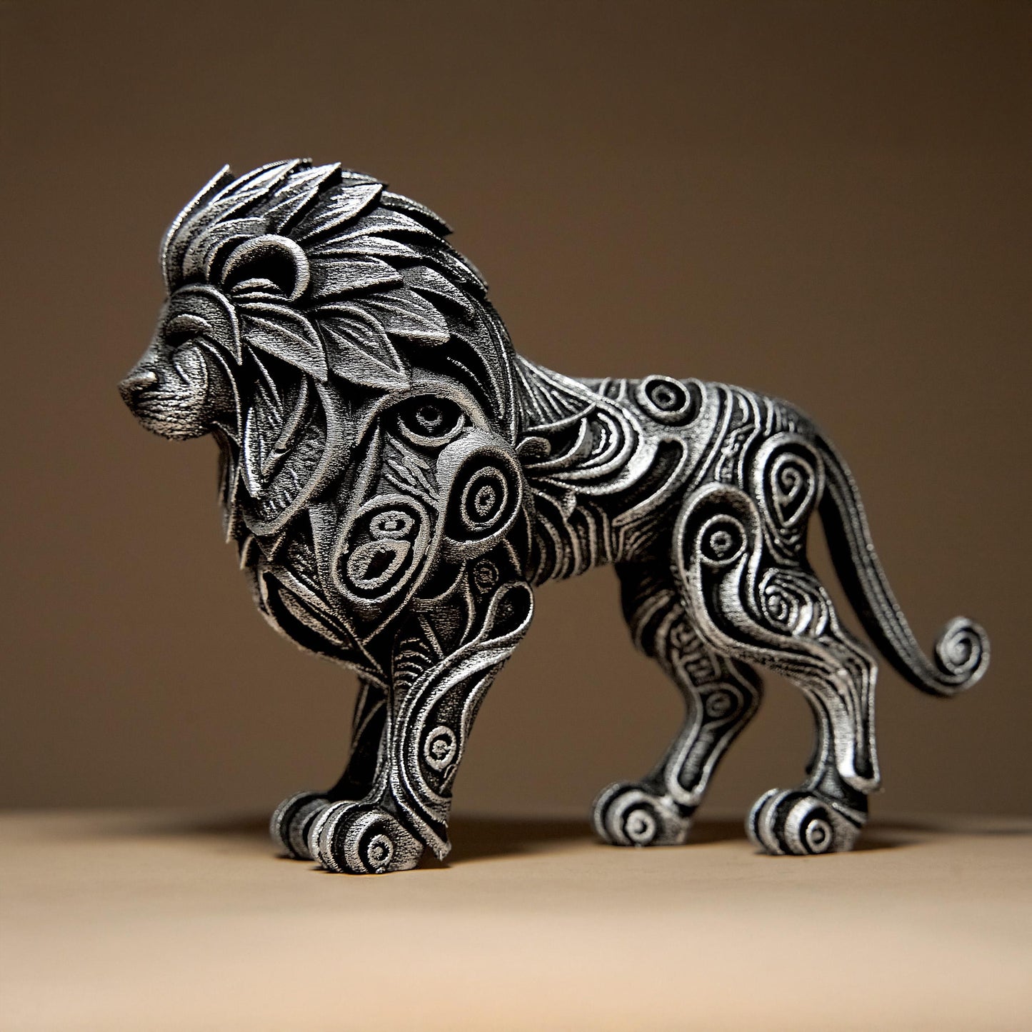 Ornamental LION 3D Printed Sculpture, Statue, Figure, Figurine Home Decoration (hand painted)