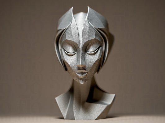Abstract Futuristic Woman Face 3D Printed Sculpture, Statue, Figure, Figurine Home Decoration