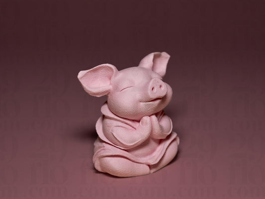 3D Printed Meditating Piglet Statue: Eco-Friendly Home Decor