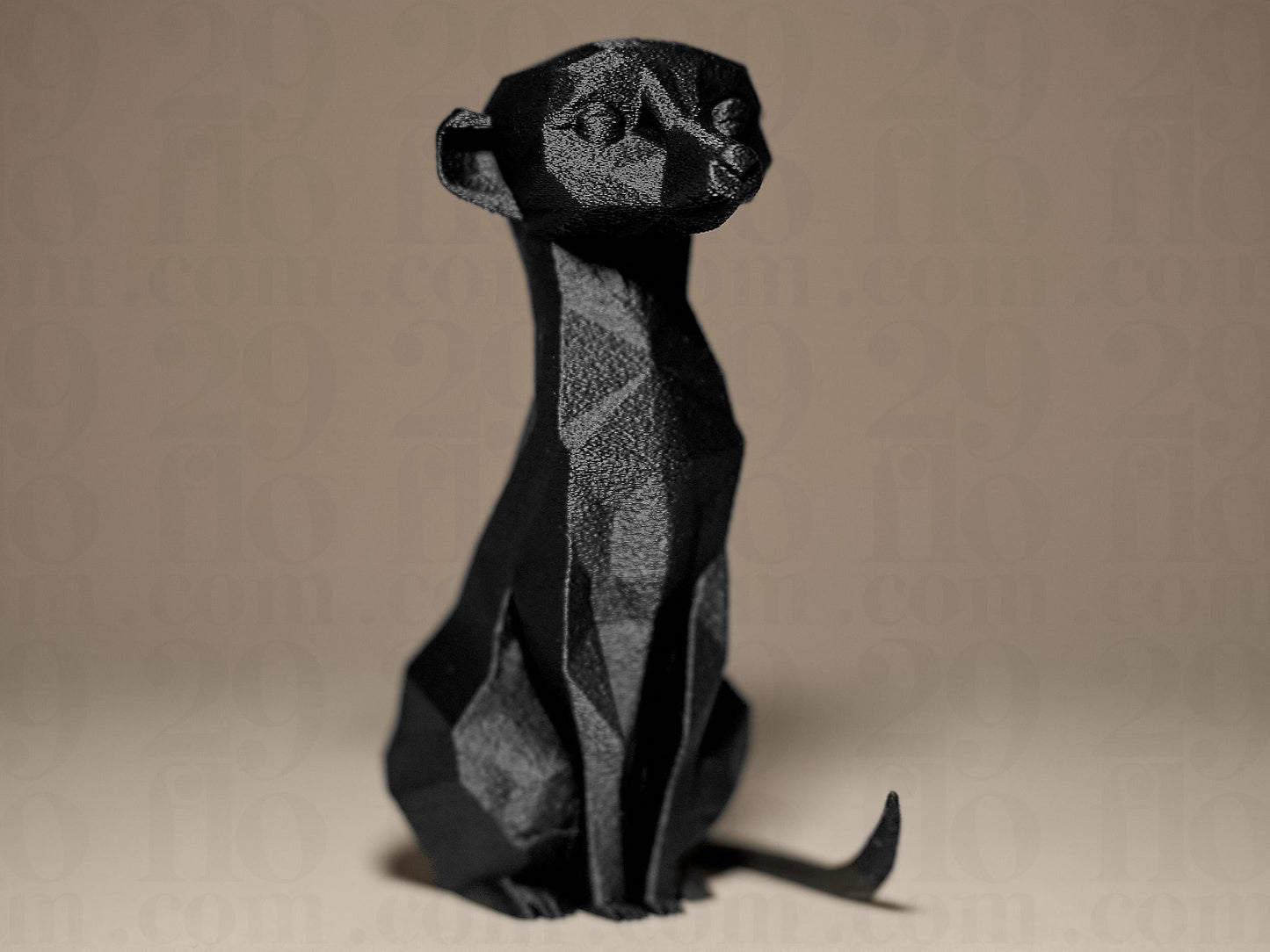 Geometric Meerkat 3D Printed Sculpture, Statue, Figure, Figurine Home Decoration