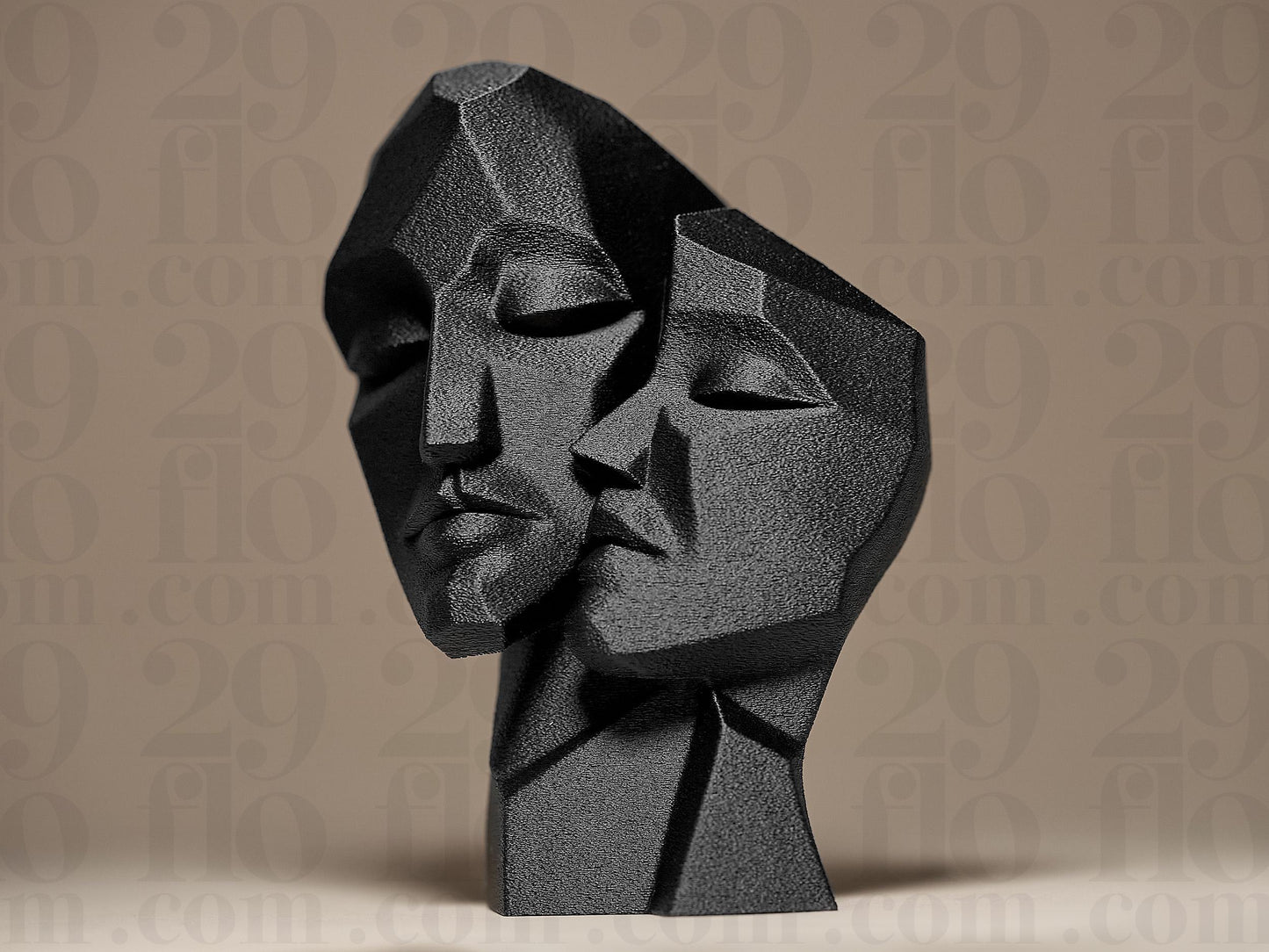 Couple Romantic Love Faces Decorative 3D Printed Sculpture, Statue, Figure, Figurine Home Decoration