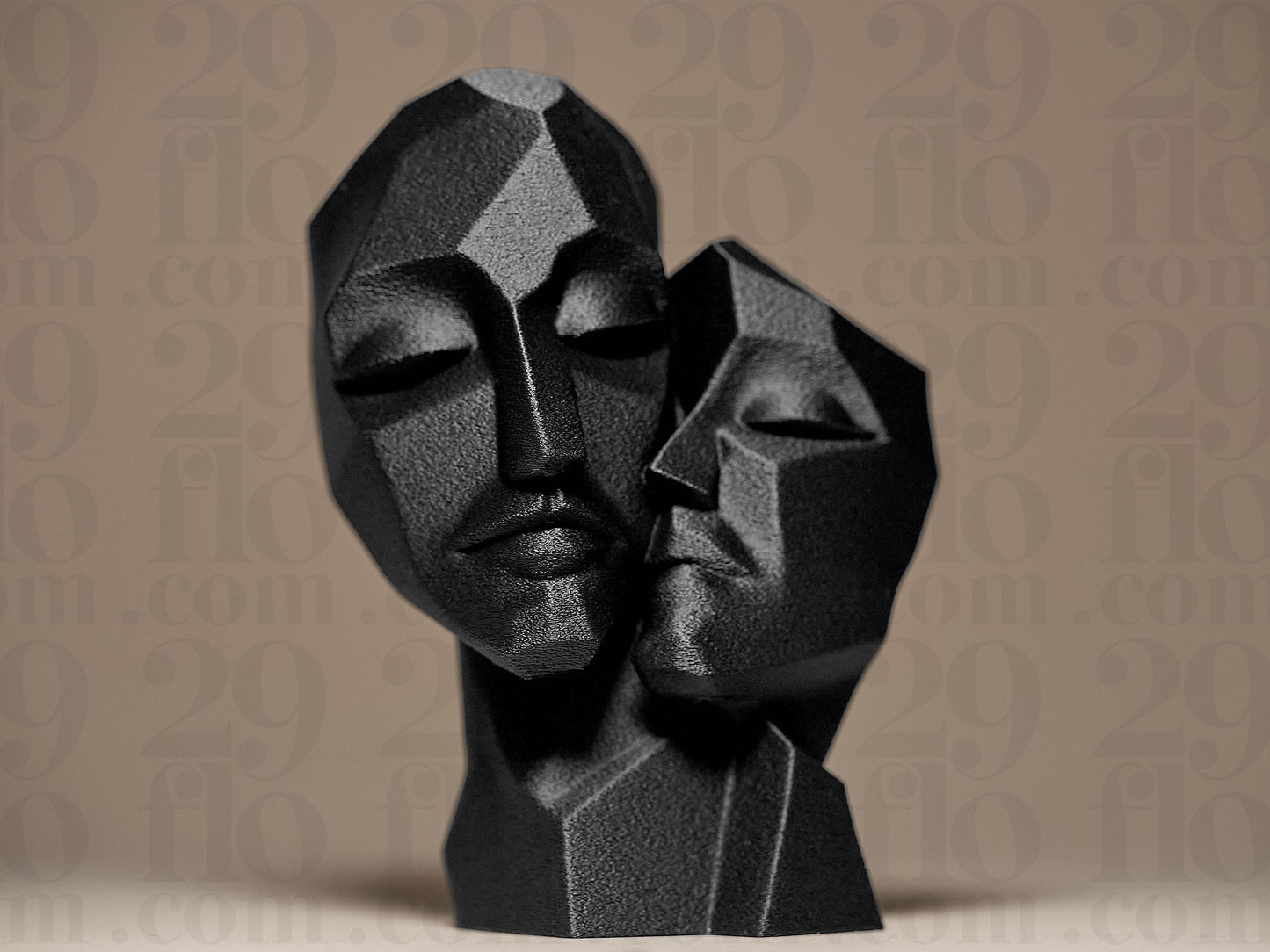 Couple Romantic Love Faces Decorative 3D Printed Sculpture, Statue, Figure, Figurine Home Decoration