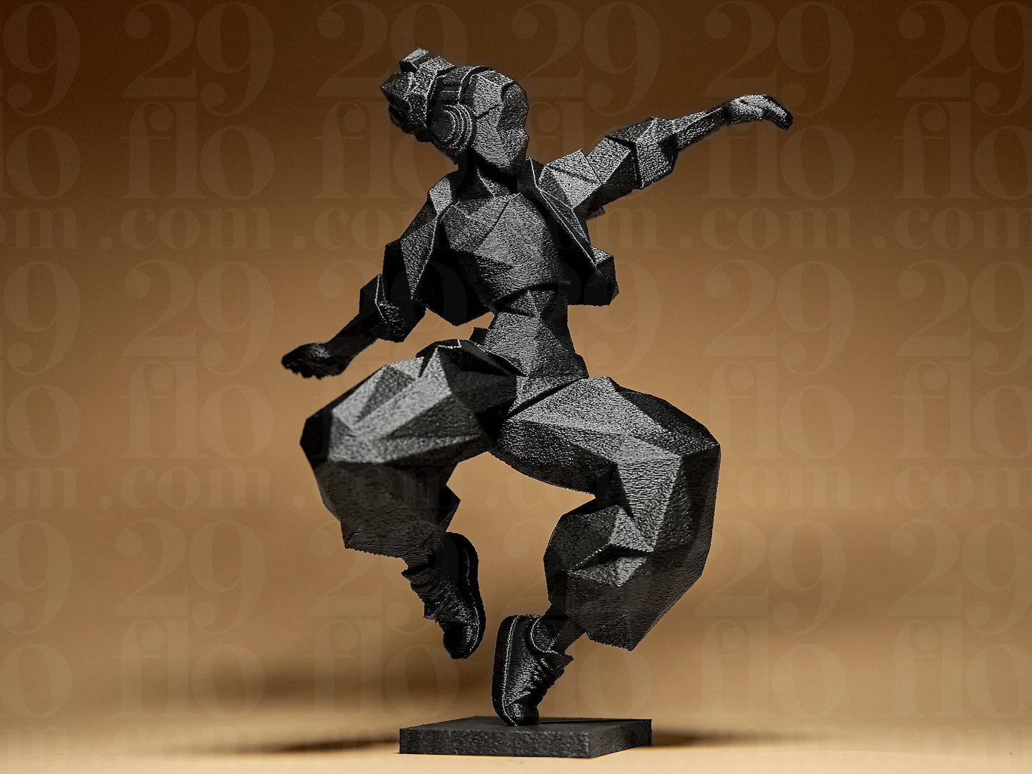 3D Printed Hip Hop Dancer Figurine: Modern Geometric Sculpture