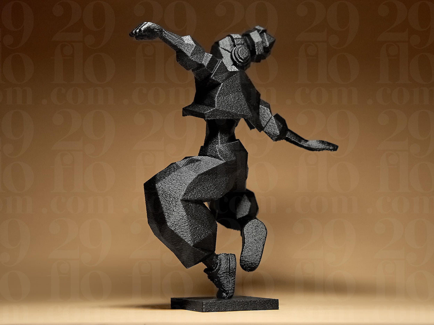 3D Printed Hip Hop Dancer Figurine: Modern Geometric Sculpture