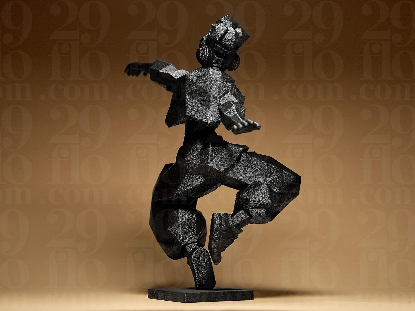 3D Printed Hip Hop Dancer Figurine: Modern Geometric Sculpture