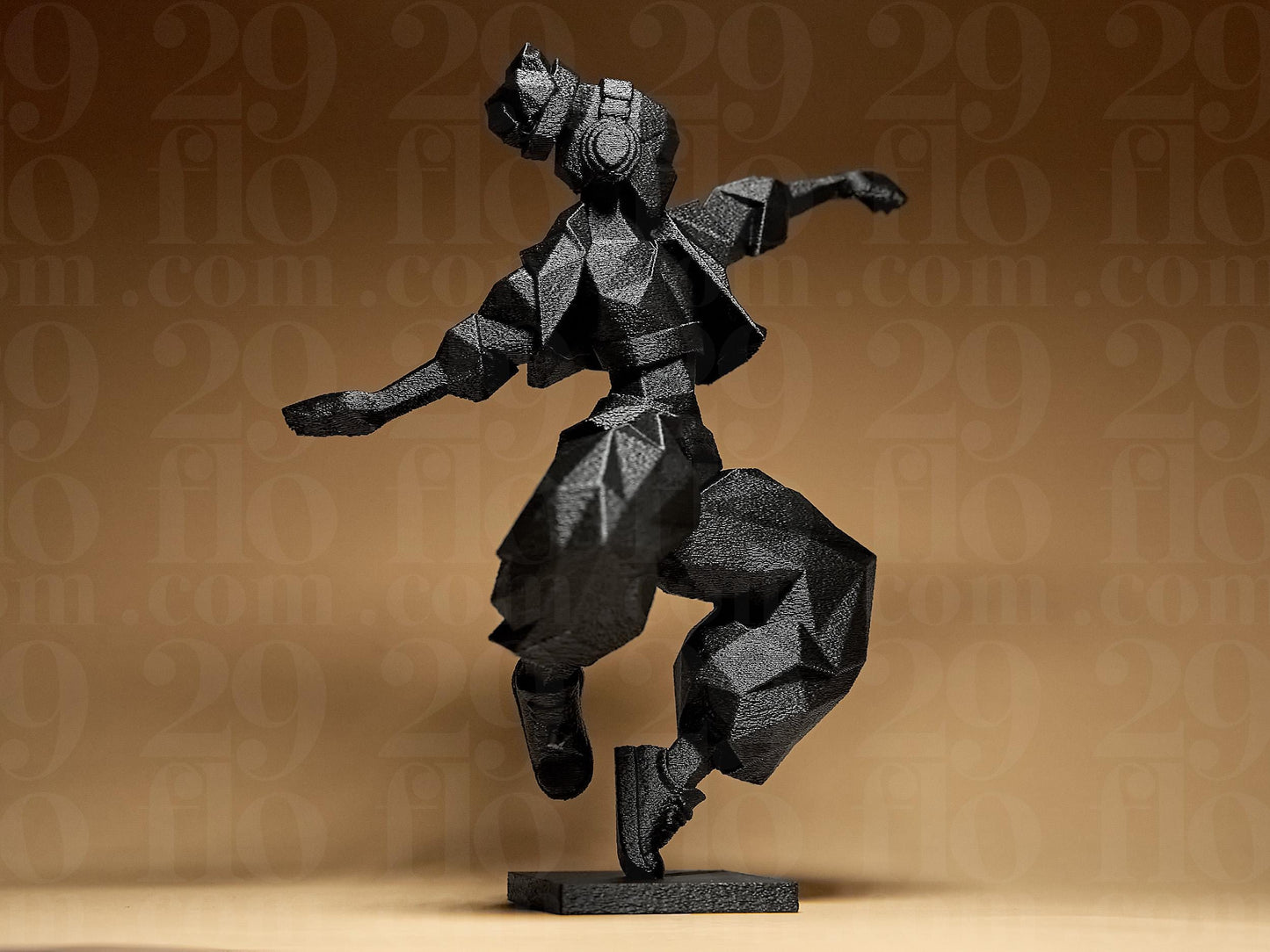 3D Printed Hip Hop Dancer Figurine: Modern Geometric Sculpture