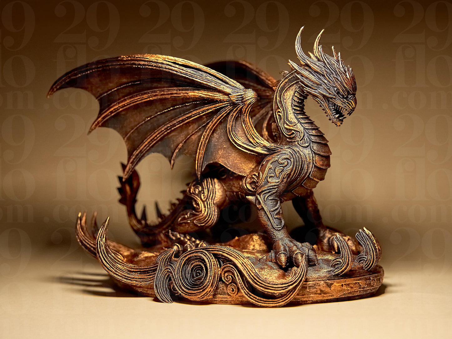 Ornamental DRAGON 3D Printed Sculpture, Statue, Figure, Figurine Home Decoration (hand painted)