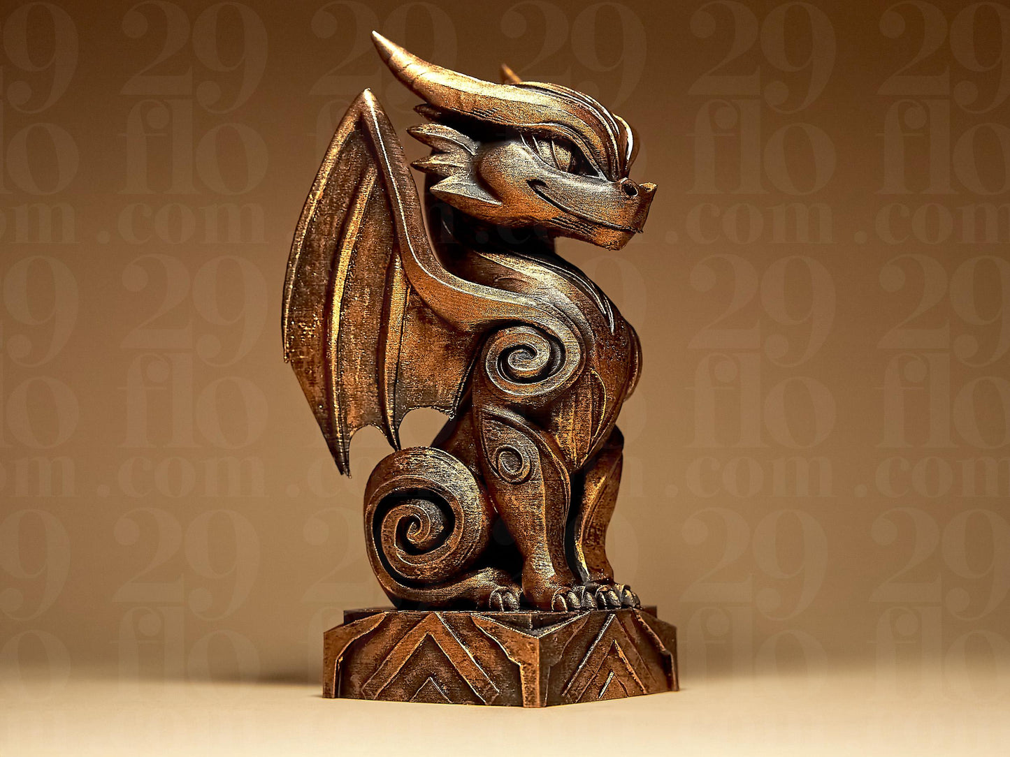 Ornamental DRAGON 3D Printed Sculpture, Statue, Figure, Figurine Home Decoration (hand painted)